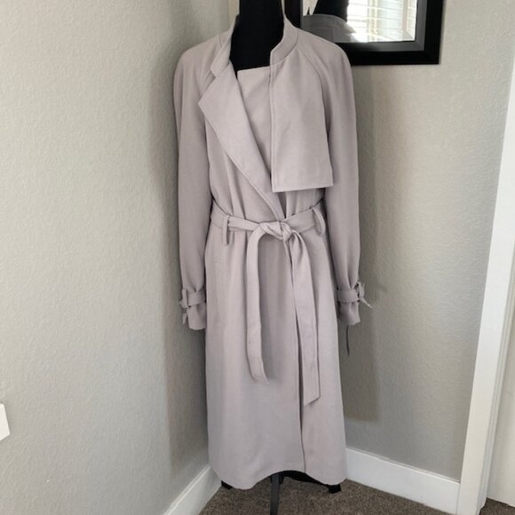 NWT RACHEL ROY Long Gray Mist Luxe Crepe Trench Coat XL - Picture 2 of 15